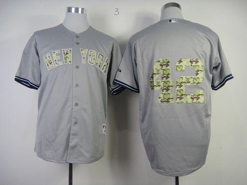 Yankees #42 Mariano Rivera Grey USMC Cool Base Stitched MLB Jersey - Click Image to Close